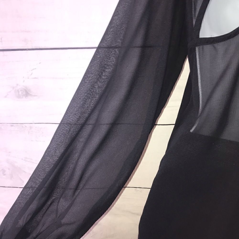 Dizzie Lizzie Black Sheer Cutout Back Top-Med - Picture 4 of 9